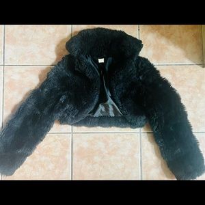 Faux Fur Black Cropped Coat